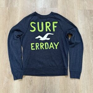 Hollister Sweatshirt Mens Large Crew Pullover‎ Blue Cotton Blend Slim Fit